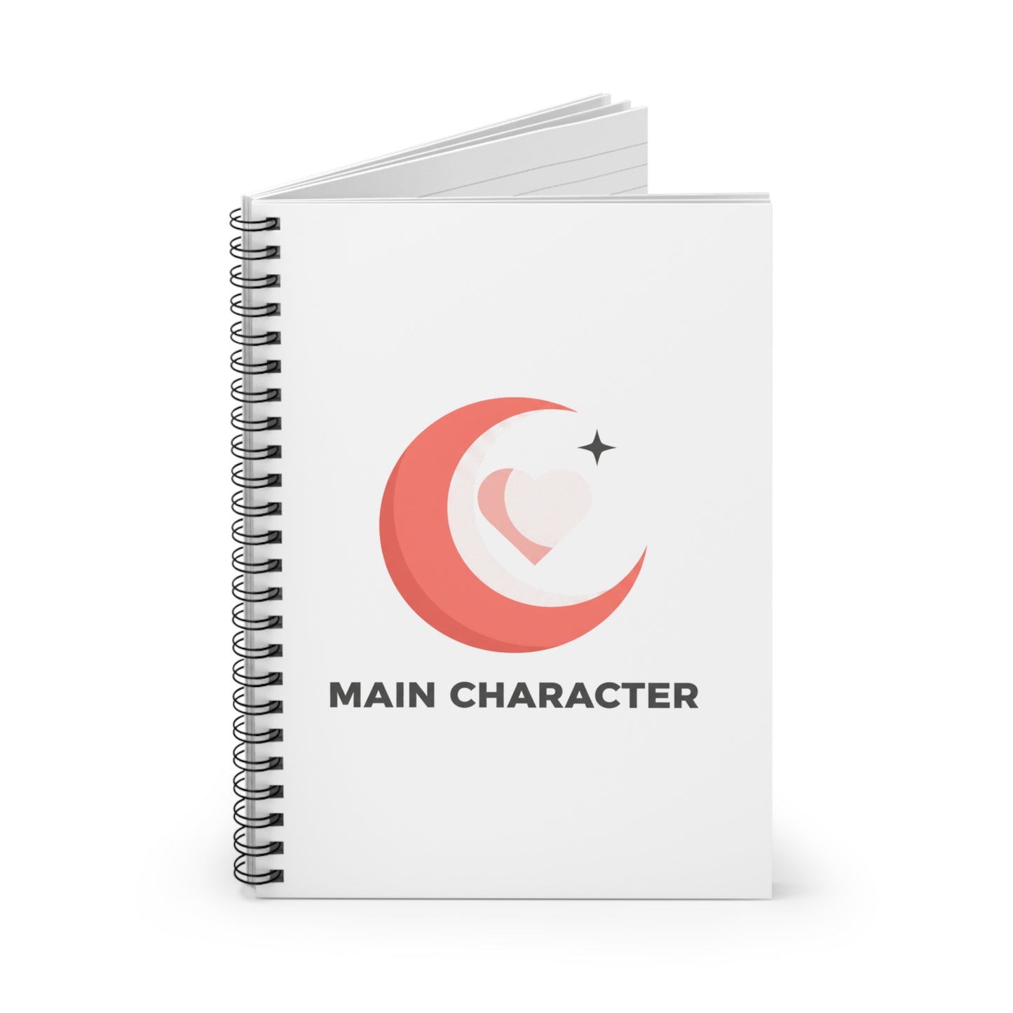 Moon Heart Crescent | Spiral Journal Notebook for Notes & Journaling | Back to School, Valentine & Galentine Gift | Celestial Y2K