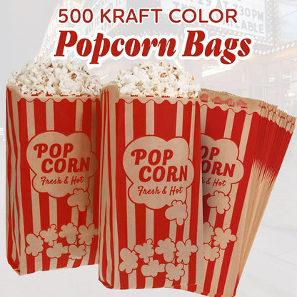 Popcorn Bags 1.5oz   Bulk Pack of 500pcs   Medium Brown & Red Individual Pop