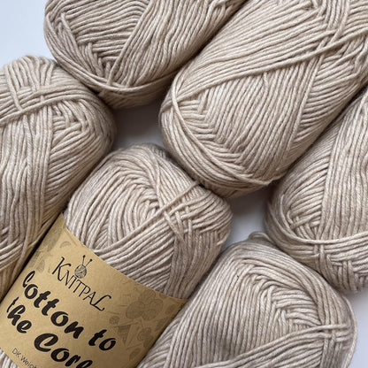 Cotton to the Core Soft Cotton Yarn for Crocheting, 78% Cotton and 22% Acrylic - Soft Baby Yarn for Crocheting - 3 DK Weight Cotton Yarn for Knitting - 6 Skeins, 852Yds/300G (Almond Tan)