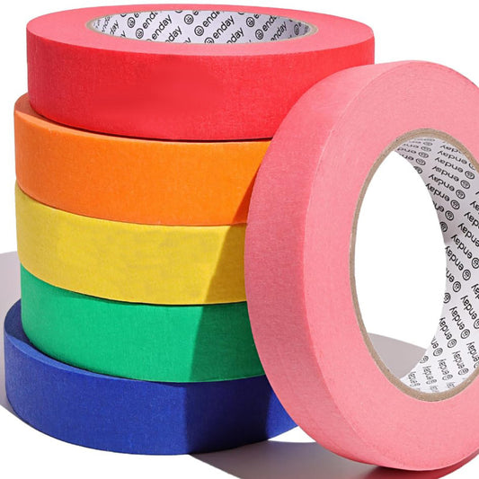 Colored Masking Tape, 1" x 60 Yards, Assorted Colors, 6-Pack