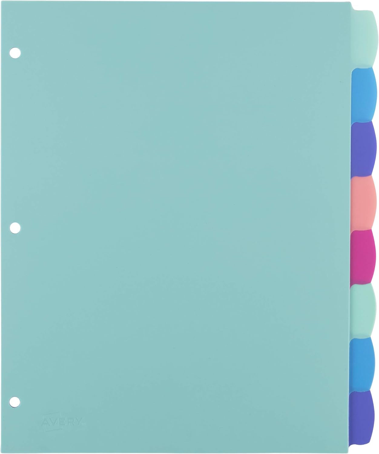 Durable Plastic 8-Tab Write & Erase Big Tab Dividers for 3 Ring Binders, Pastel Brights (16271)