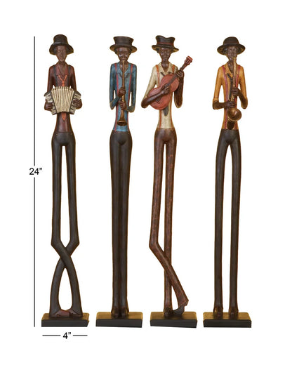 Alayza Brown Polystone Tall Long Legged Jazz Band Musician Sculpture