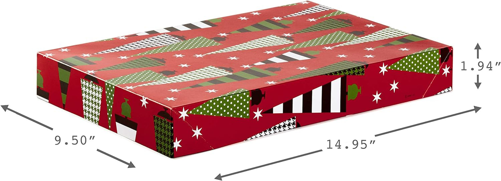 Medium Christmas Gift Boxes with Lids (12 Shirt Boxes, 4 Designs: Trees, Stripes, Snowmen, Holly) for Christmas, Holiday Parties, Hostess Gifts