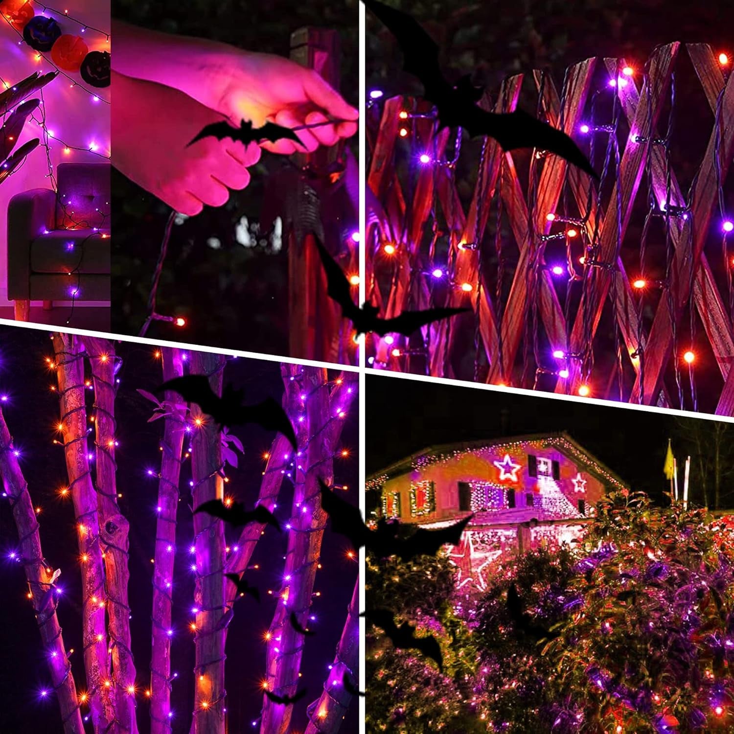 300 LED Purple Halloween Lights, 99FT Connectable 8 Lighting Modes Plug in Fairy Lights, Waterproof for Outdoor, Halloween Christmas Wedding Party Garden Decorations (Purple