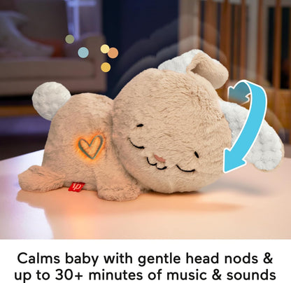 Baby Sound Machine Soothe & Settle Bunny Portable Plush Toy with Music, Lights & Motion for Newborns