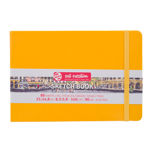 Sketchbook, 80 Sheets, 90lbs, Golden Yellow Cover, 8.3" x 5.8" (A5)