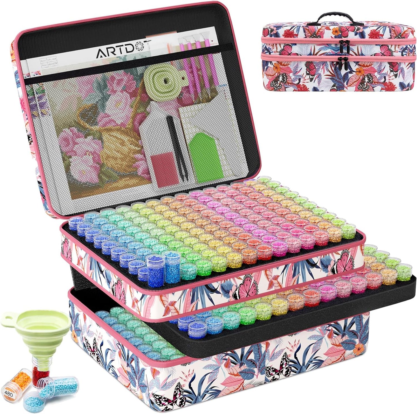 Diamond Painting Storage Boxes, 60 Slots Bead Storage with 5D Diamond Art Accessories and Tools Kit