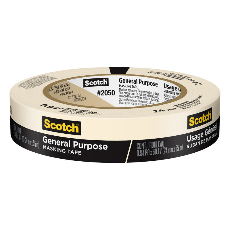General Purpose Masking Tape, 0.94 in x 60.1 yd (24mm x 55m), 1 Roll