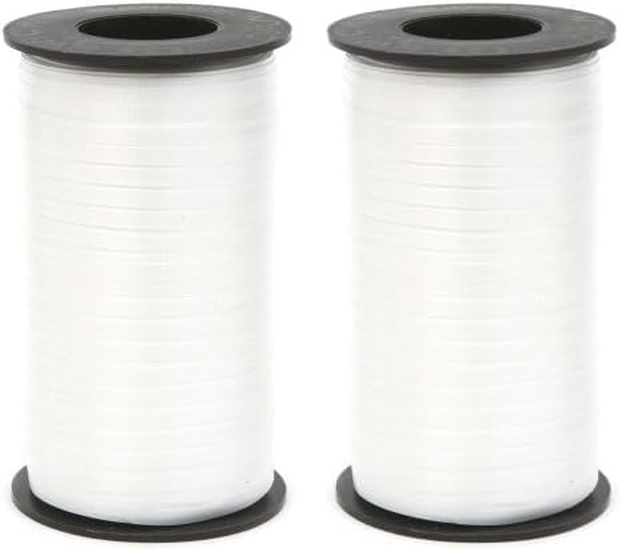 1 01 3/16" Wide Splendorette Crimped Curling Ribbon for Gift Wrapping and Hair Bows, 500-Yard Spool, White (Pack of 2)