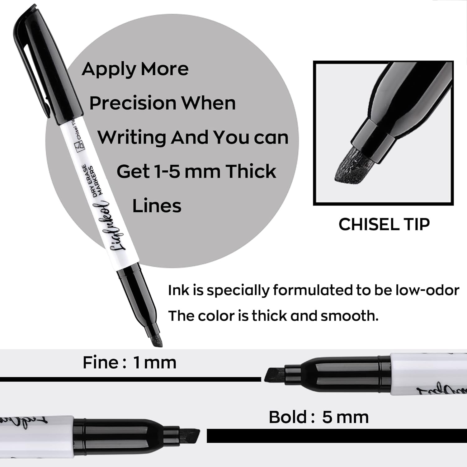 Dry Erase Markers Bulk, 144 Pack Black Whiteboard Markers, Chisel Point Low Odor Dry Erase Markers for School Office Home