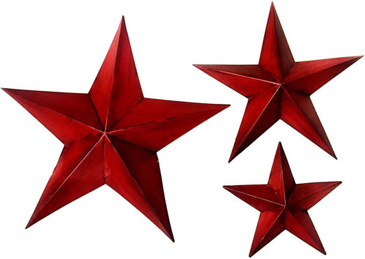 24124 Metal Wall Are Stars Western Texas Farmhouse Cottage Lodge Cowboy Ranch Boho Home Decor Set 12 Inch 8 Inch 6 Inch Red
