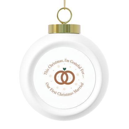 3-Inch Ceramic Christmas Ornament - Our First Christmas Married