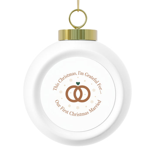 3-Inch Ceramic Christmas Ornament - Our First Christmas Married