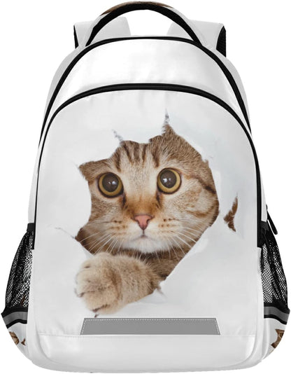 Backpack Lovely Cat Funny Animal White School College Backpack Laptop Casual Daypack