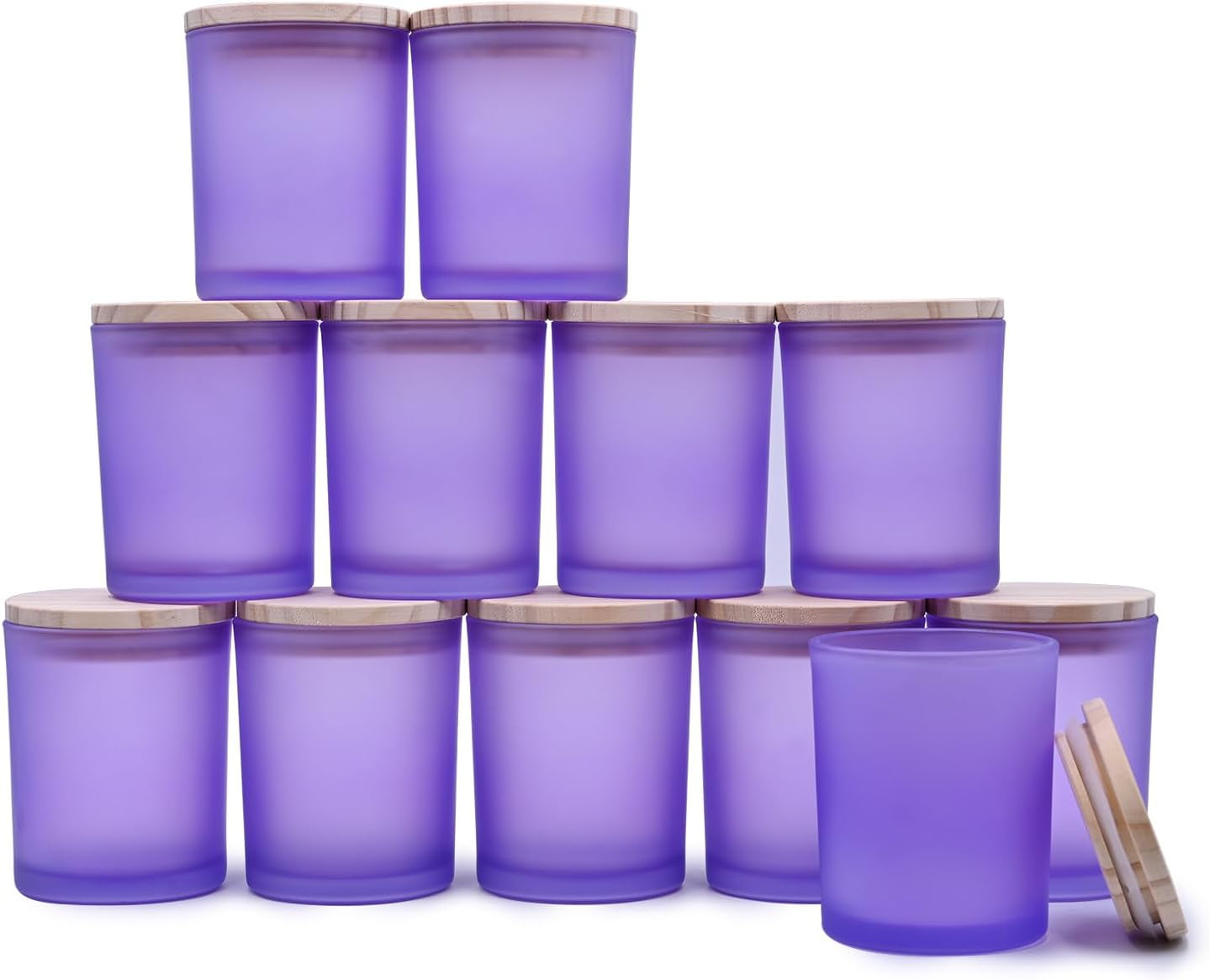 Thick Candle Jars for Making Candles 12 Pcs, 7 OZ Empty Jars with Wood Lids for Candle Making, Sample Container - Dishwasher Safe, Clear