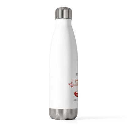 Ping An Embossed Greeting | 20oz Insulated Stainless Steel Tumbler Bottle | Lunar New Year Family & Teacher Gift | Red-Gold Festive