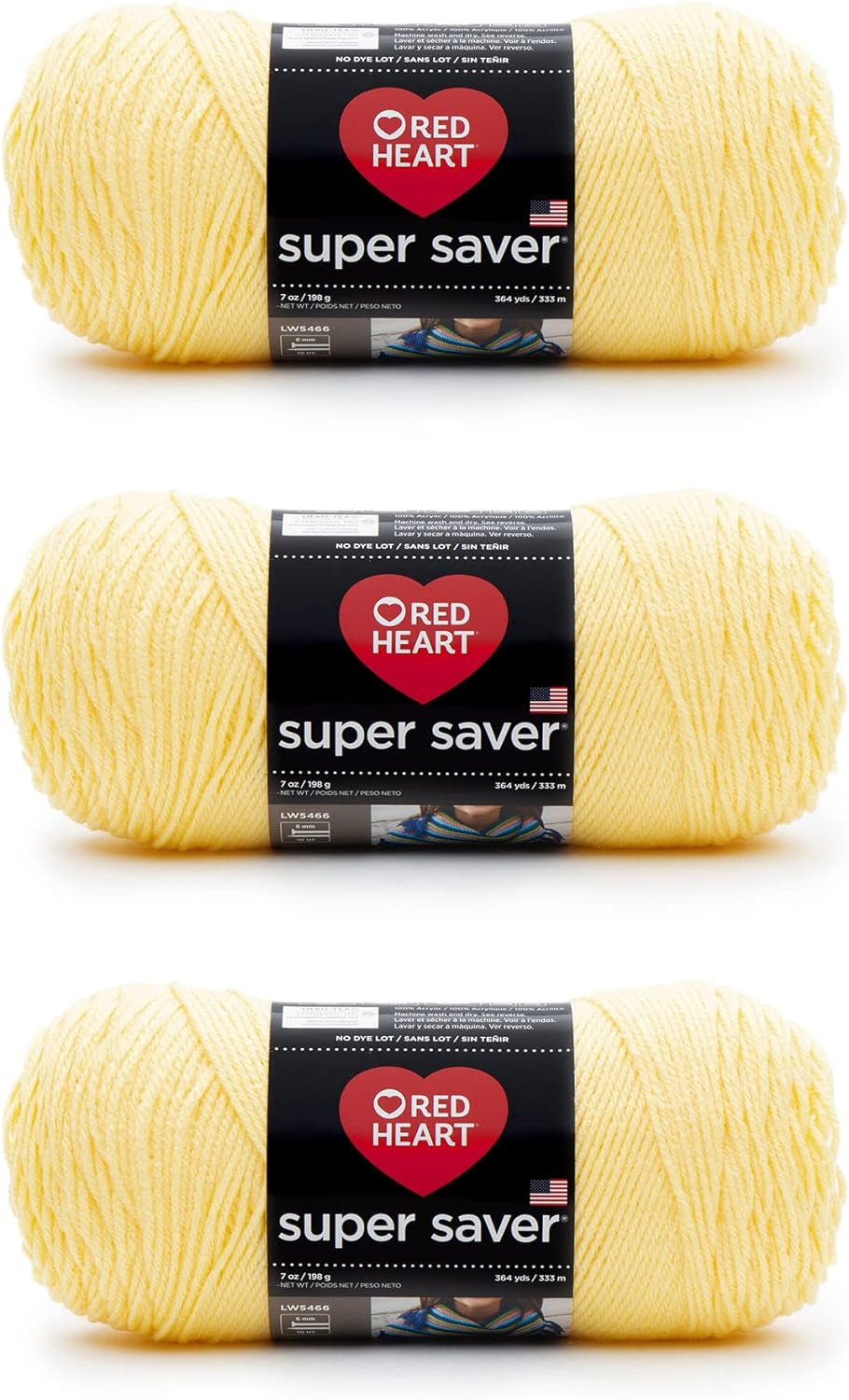 Super Saver White Yarn - 3 Pack of 198G/7Oz - Acrylic - 4 Medium (Worsted) - 364 Yards - Knitting/Crochet