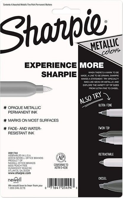 Metallic Permanent Markers, Fine Point, Silver, 2 Count