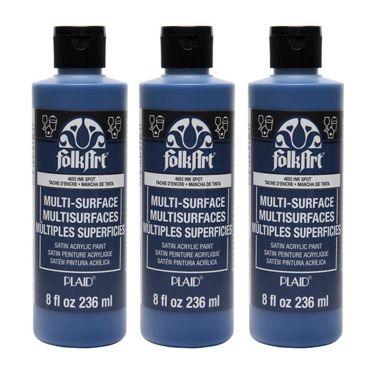 Acrylic Paint Multi-Surface Satin, 8oz., Ink Spot, Pack of 3