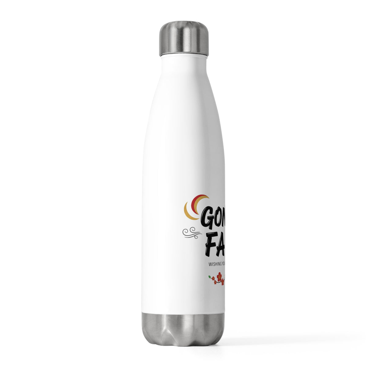Gongxi Brush Greeting | 20oz Insulated Stainless Steel Tumbler Bottle | Lunar New Year Gift for Family & Teachers | Red Gold Festive