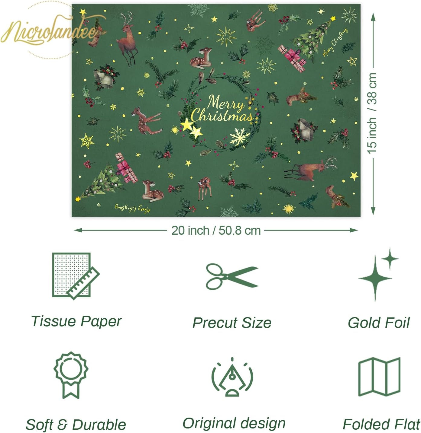 Mother'S Day Tissue Wrapping Paper, 24 Sheets Green Art Tissue Paper for Moms Birthday Gift Packing, Cute Butterfly Flower Gift Wrap Paper, 15 X 20 Inches