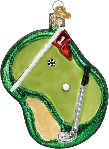 Putting Green Glass Ornament Free Box 44156 New