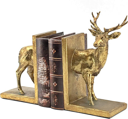 Deer Bookends Vintage Style Reindeer Stag Cabin Bookshelf Decor