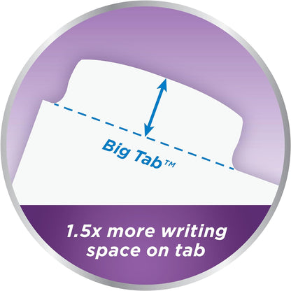 Binder Tabs - 3 Ring Binder Dividers with Tabs - Write & Erase Durable - Plastic Dividers - 8-Tab Set - 8 Assorted Colors - Big Tab Dividers for 3 Ring Binder