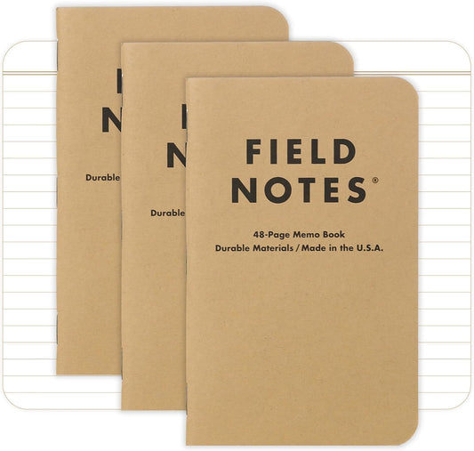 : Original Kraft 3-Pack - Ruled Paper Memo Books - Lined 48 Page Pocket Notebooks - 3.5" X 5.5"