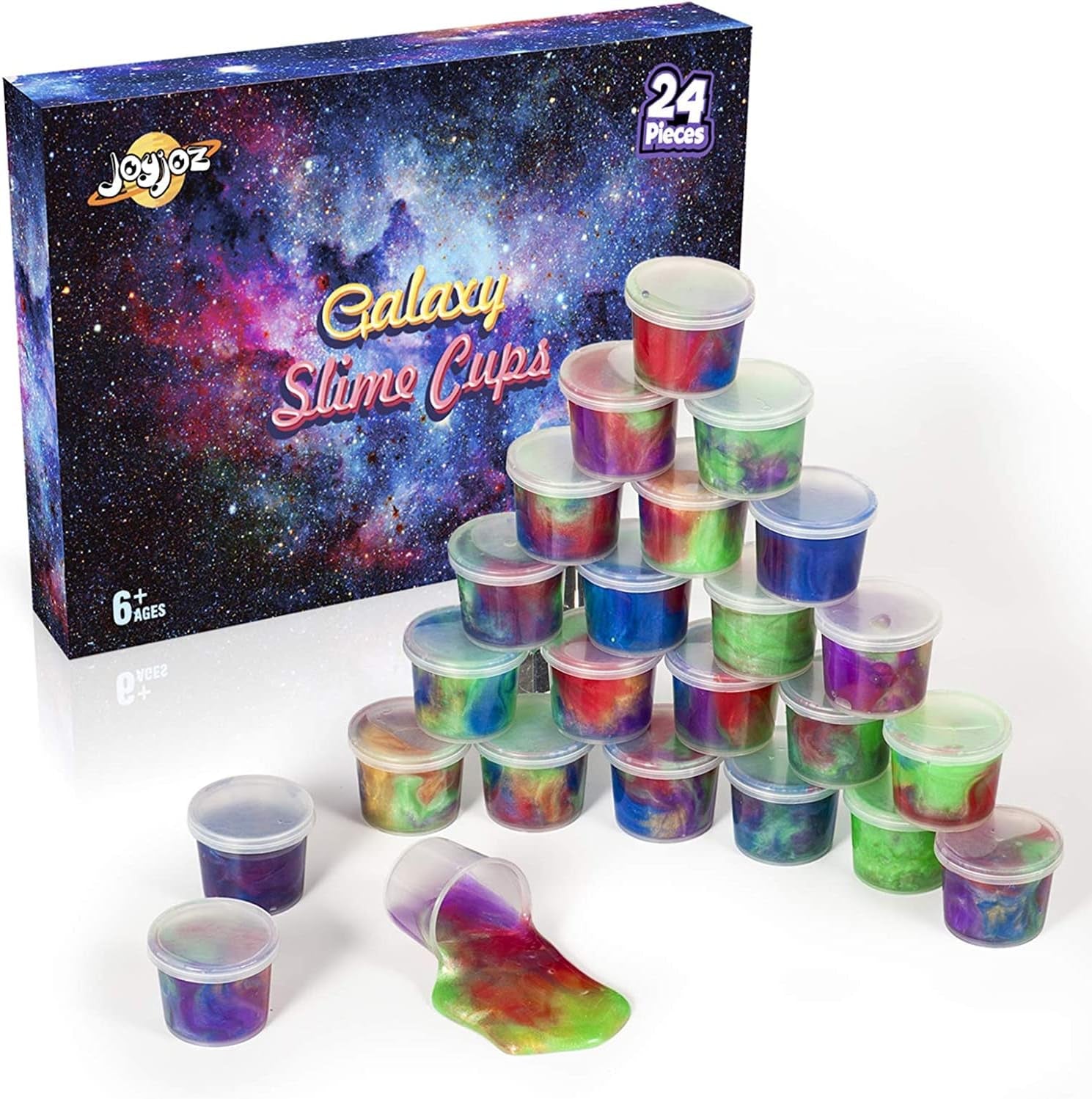 24 Pieces Galaxy Slime, Party Favor for Kids Girls & Boys, Adults, Ages 6+ Non Sticky, Stress & Anxiety Relief, Wet, Super Soft Sludge Toy