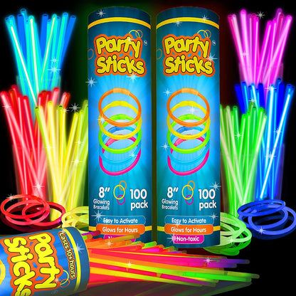 Glow Sticks Bulk Party Favors 400Pk - 8” Glow in the Dark Party Supplies, Light Sticks Neon Party Glow Necklaces and Bracelets for Kids or Adults