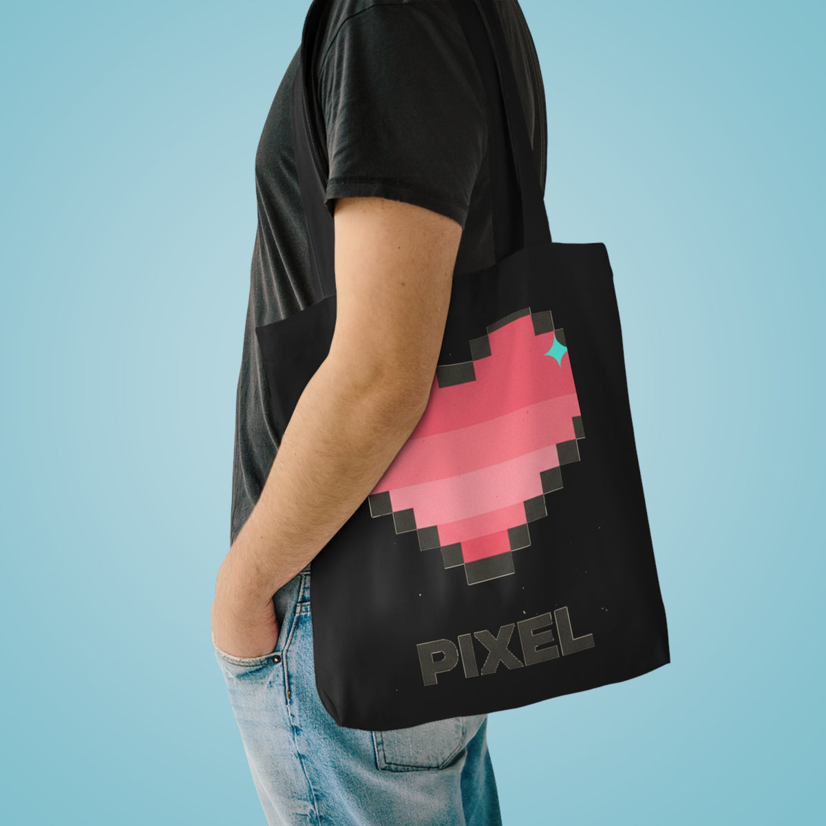 Retro Pixel Heart Tote Bag | Cotton Canvas Everyday Carry | Valentine & Galentine Gift for Her | Y2K Gamer Aesthetic