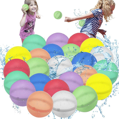 24 Pcs Water Balloons, Reusable Water Balloons,Water Balls for Kids, Soft Silicone Water Balloons Quick Fill, Kids Adults Water Games outside Summer Fun Party