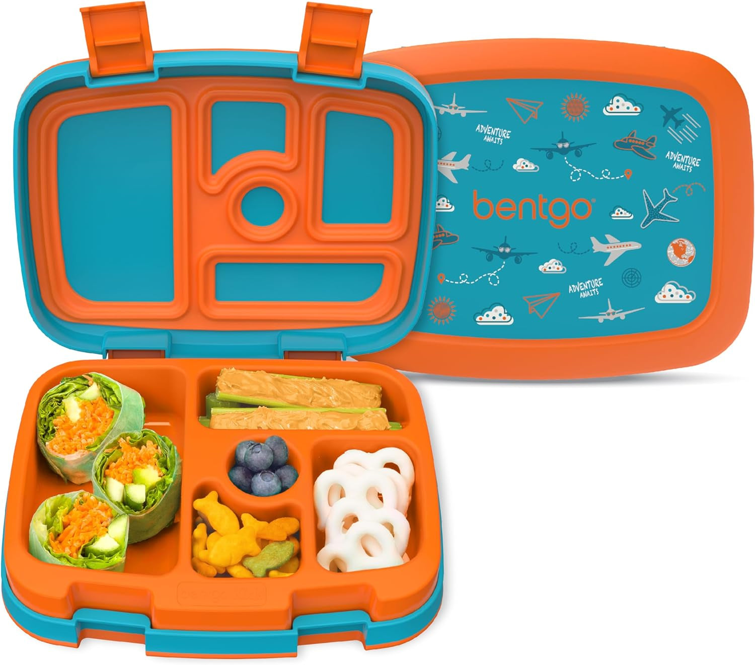 ® Kids Prints Leak-Proof, 5-Compartment Bento-Style Kids Lunch Box - Ideal Portion Sizes for Ages 3-7, Durable, Drop-Proof, Dishwasher Safe, & Made with Bpa-Free Materials (Dinosaur)