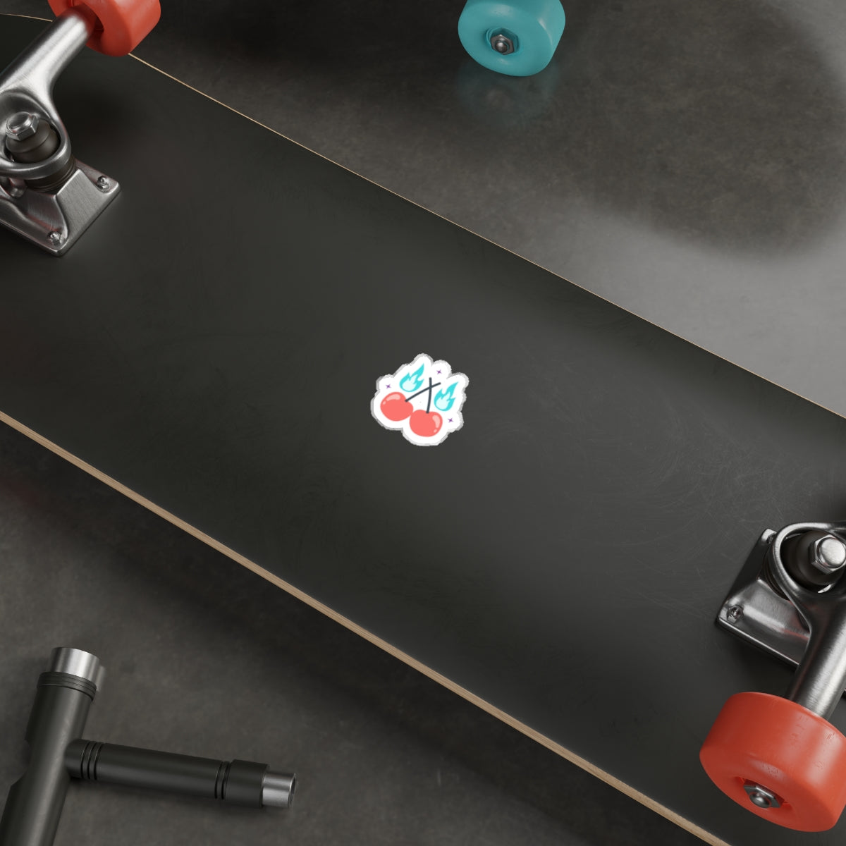 Cherry Pair Flames | Die-Cut Vinyl Sticker for Laptop & Water Bottle | Valentine & Galentine Gift | Y2K Edgy-Cute Aesthetic
