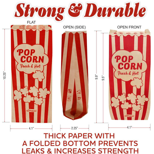 Popcorn Bags 1.5oz   Bulk Pack of 500pcs   Medium Brown & Red Individual Pop