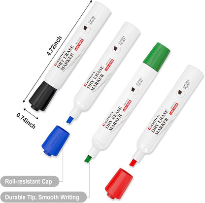 Dry Erase Set with 16 Chisel Tip Dry Erase Markers, 8.5 Fl Oz Cleaner & Magnetic Eraser, Office and School Supplies for Whiteboards, Calendar