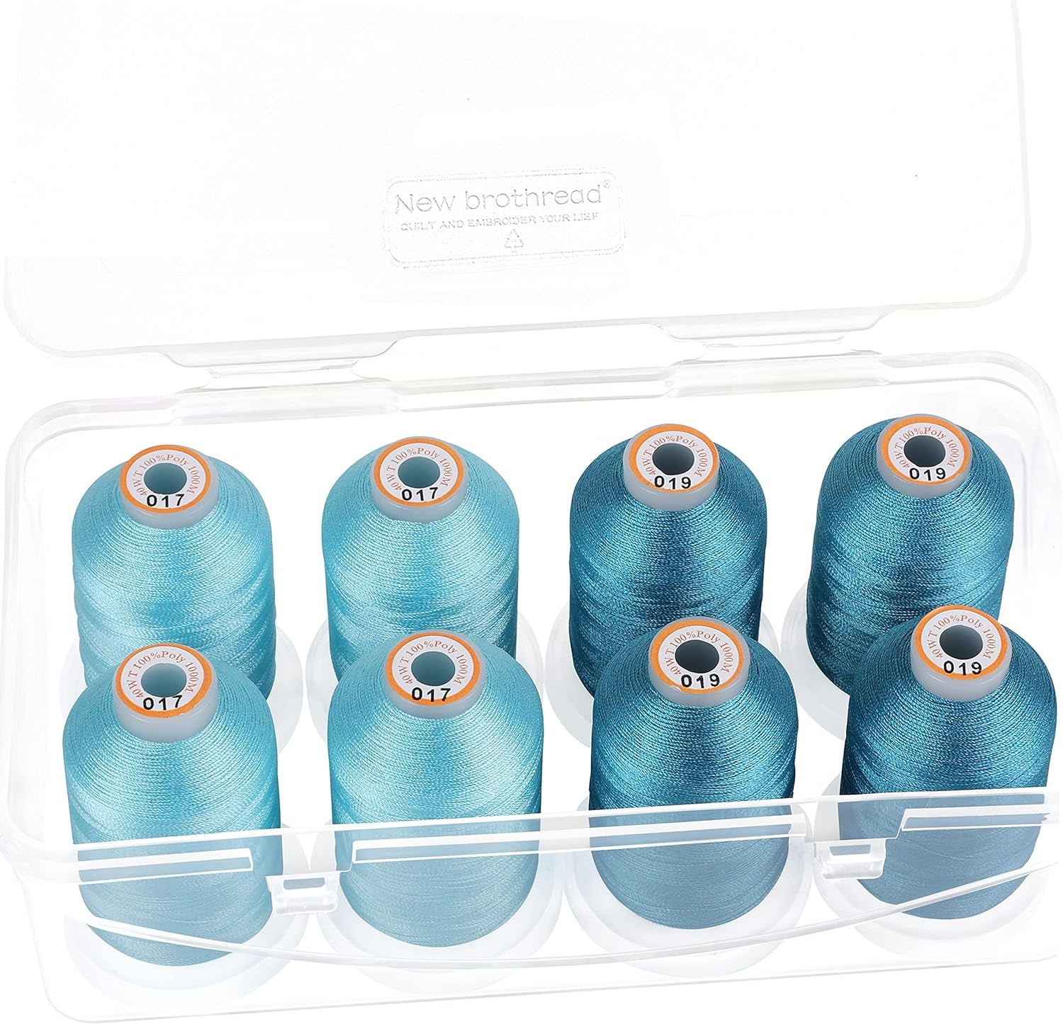 - 20 Options - 8 Snap Spools of 1000M Each Polyester Embroidery Machine Thread with Clear Plastic Storage Box for Embroidery & Quilting - Variegated Color1