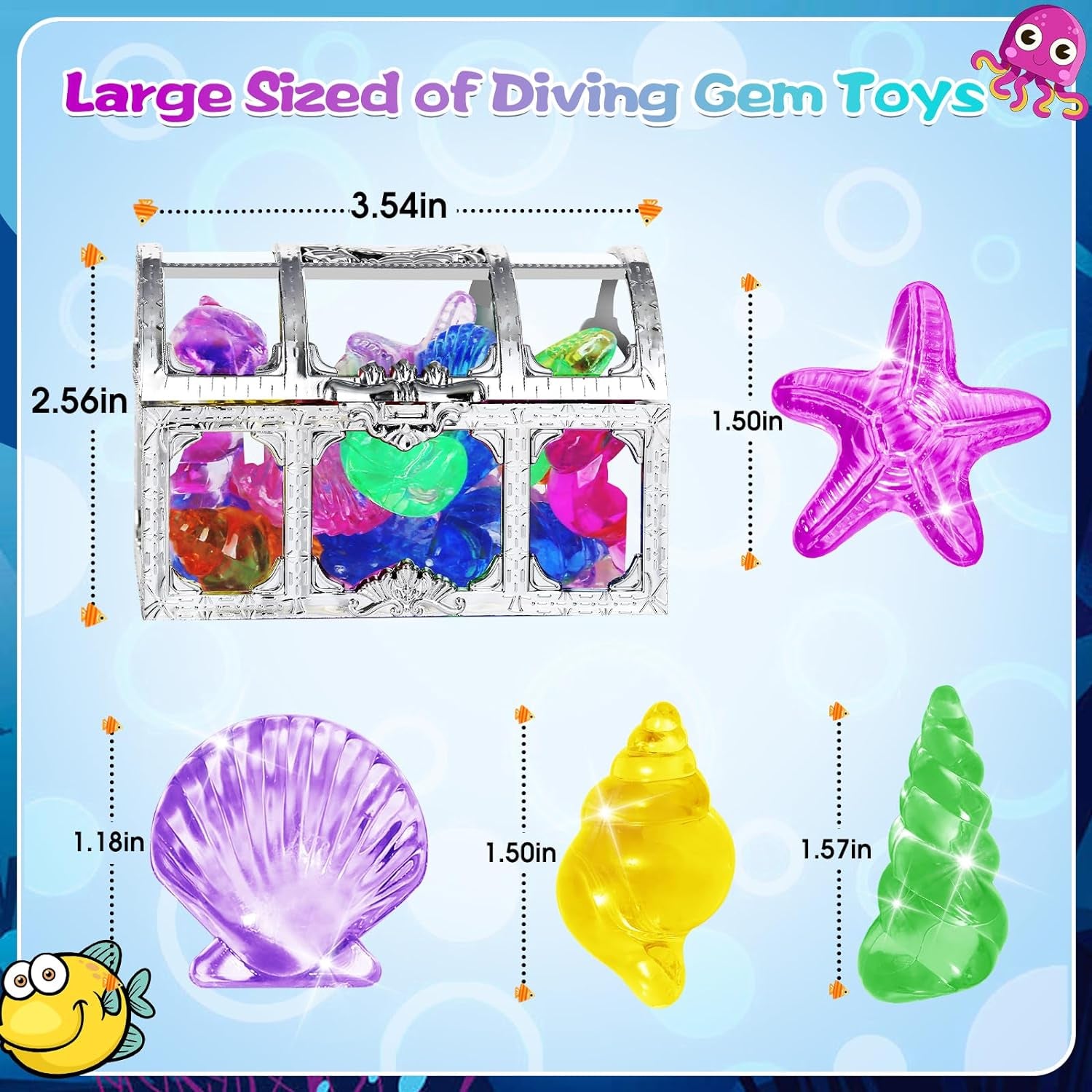Pool Toys, 36 Pcs Dive Gems Pool Toys for Kids Ages 4-8, 8-12, Summer Throw Pool Toys with Assorted Diving Gems and 2 Treasure Boxes, Summer Beach Toys for Boys and Girls