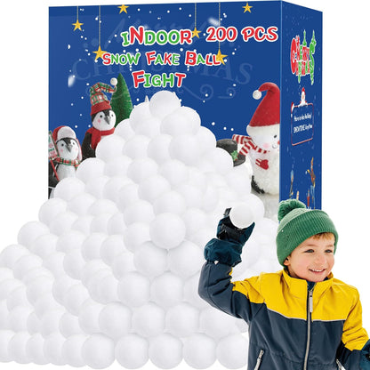 200 PCS Snow Toy Balls for Kids Indoor, Indoor Snow Fight Ball Set, Artificial Snow Kid Toys Balls, Snow Fake Balls for Winter Snow Fight Ball Outdoor Multiplayer Throwing Game Party Present