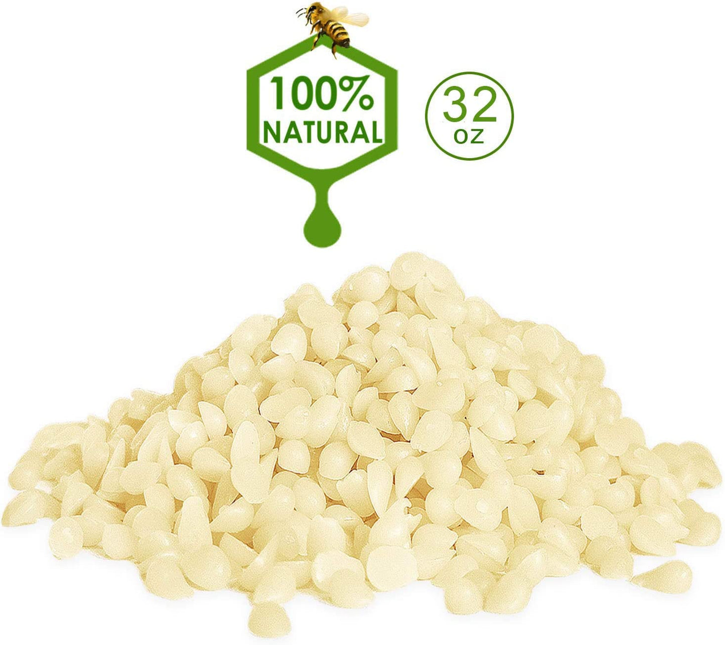 White Beeswax Pellets 2LB 100% Pure and Natural Triple Filtered for Skin, Face, Body and Hair Care DIY Creams, Lotions, Lip Balm and Soap Making Supplies