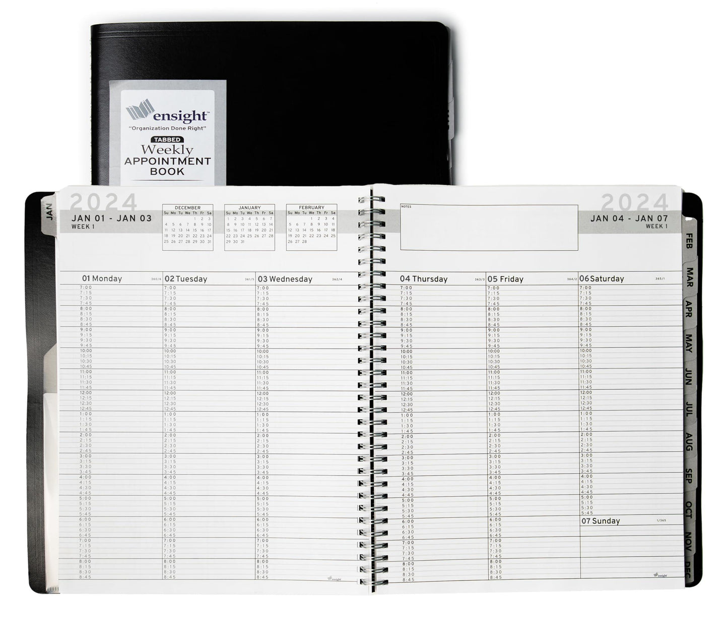 2024  Tabbed Appointment Book & Planner (8.5 x 11) inches Daily Hourly Weekly