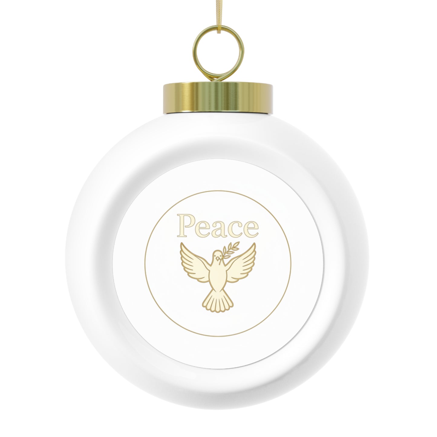 Ceramic Christmas Ball Ornament - Peace Holiday Design