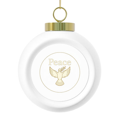 Ceramic Christmas Ball Ornament - Peace Holiday Design