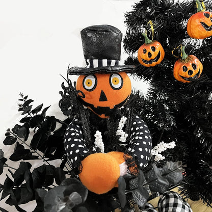 2 Pack Halloween Curtain Buckle Doll Pumpkin Curtain Tieback Hold Back Fastener for Window Home Hotel Room Decoration (Orange and Black)