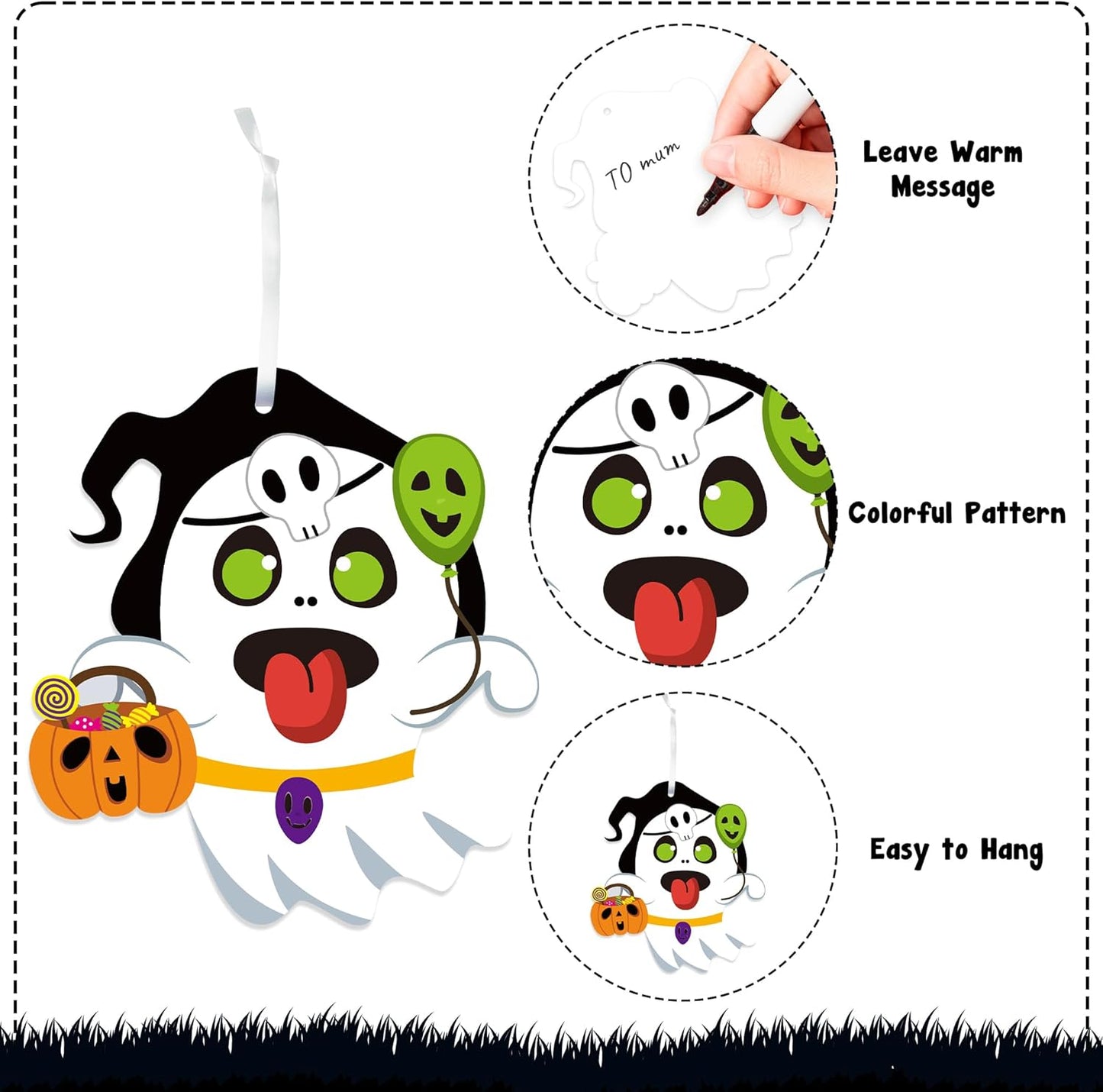 123Pcs Halloween Monster Crafts Kits for Kids, Halloween Hanging Ornaments DIY Make Your Own Monster Set Art, Halloween Handcraft Home Classroom Game Activities Party Favors Tree Decoration