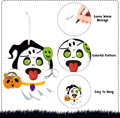 123Pcs Halloween Monster Crafts Kits for Kids, Halloween Hanging Ornaments DIY Make Your Own Monster Set Art, Halloween Handcraft Home Classroom Game Activities Party Favors Tree Decoration