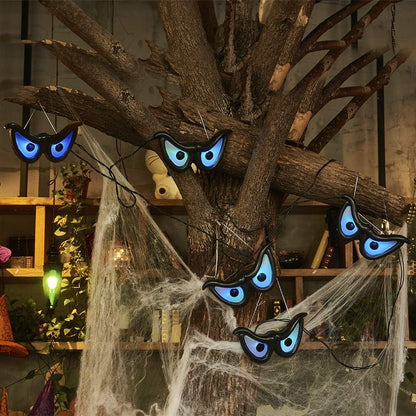 Halloween Eyes Lights, 5 Pairs Glowing Eyes Halloween Decorations with Hanging Rope, Spooky Eyeballs String Lights Decor for Bushes Tree Wall Window Outdoor Indoor