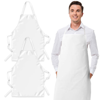 White Classic White Aprons for Adults   Commercial Chef Apron Kitchen Aprons