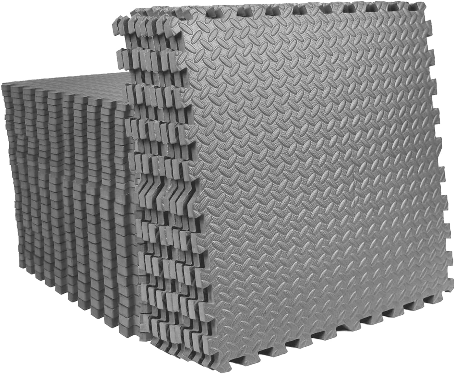 EVA Exercise Floor Mats: Interlocking Foam Tile Performance Mats - 6 Tiles (Area: 24 SQ FT) 1/2 Inch Thickness, EVA Home Gym Exercise Floor Mats for All Exercises or Equipment, Black